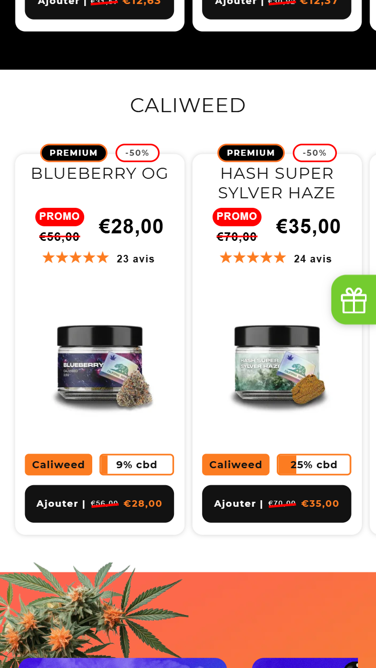 Screenshot du site Binks CBD sur mobile
